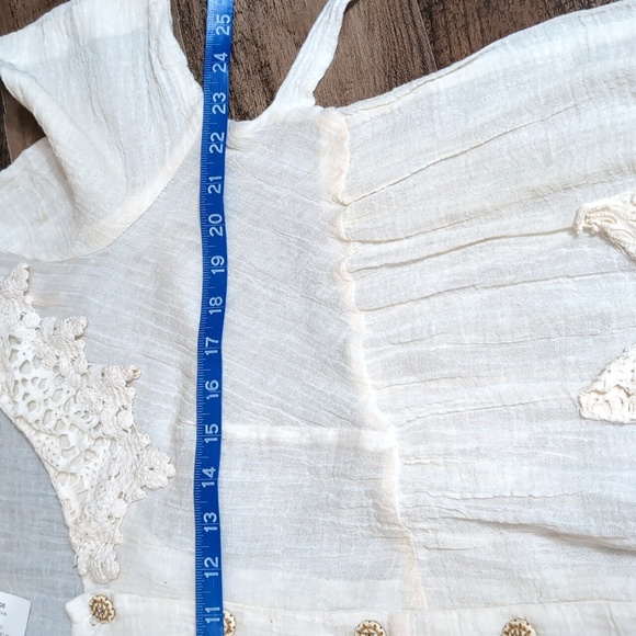 Vintage Mayvens of California Gauze Cotton Ivory Tunic Button Down Dress Size 16 - Picture 13 of 15